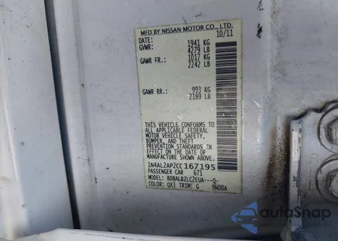 2012 Nissan Altima 2.5 S from USA, damaged, VIN 1N4AL2AP2CC167195